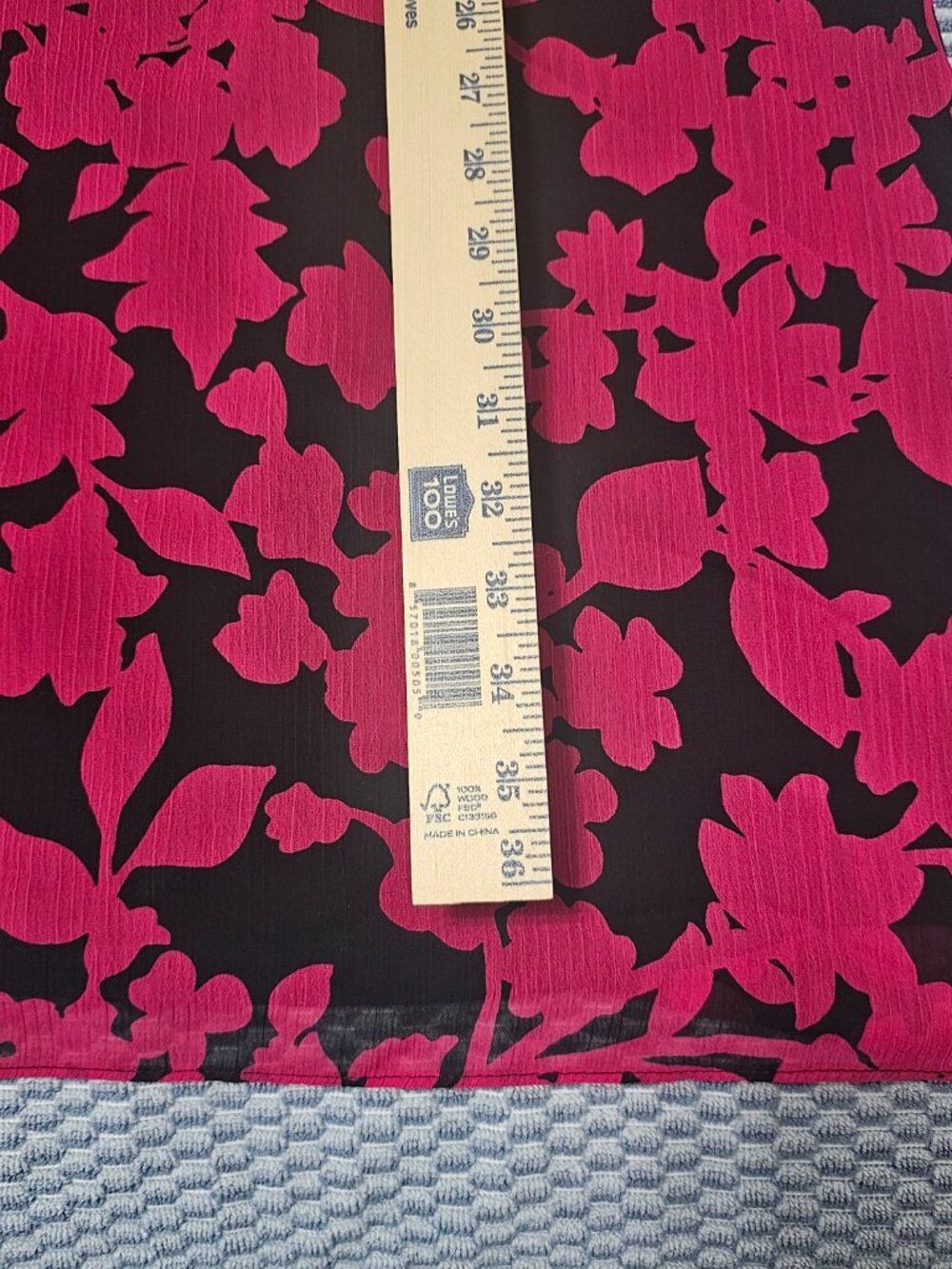 Shoshanna Fuchsia & Black Floral Ruffle Flutter Sleeve Dress - Size Small - Picture 6 of 6